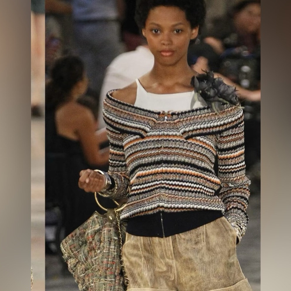 Authentic CHANEL Women's Multicolor Striped Cardigan - Picture 5 of 7